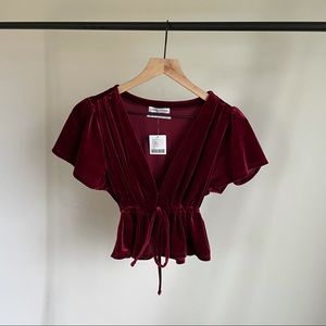 Urban Outfitters Cropped Velvet Top NWT